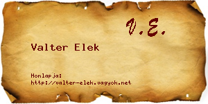 Valter Elek névjegykártya
